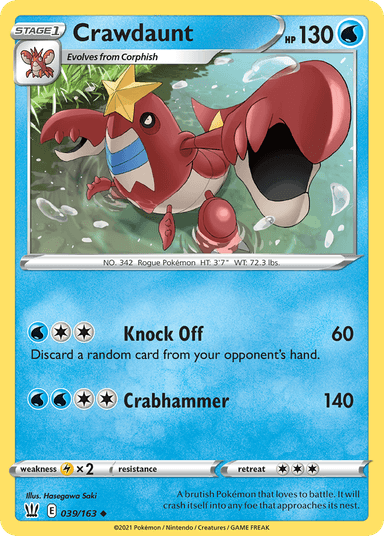 Carta Crawdaunt 39/163 do set Battle Styles — Pokémon TCG | Bynx