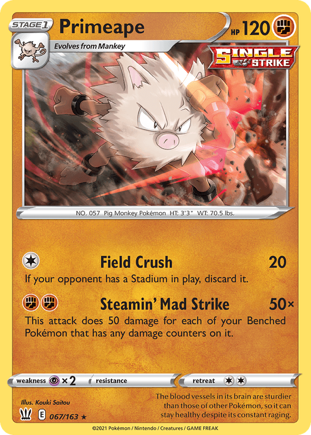 Carta Primeape 67/163 do set Battle Styles — Pokémon TCG | Bynx