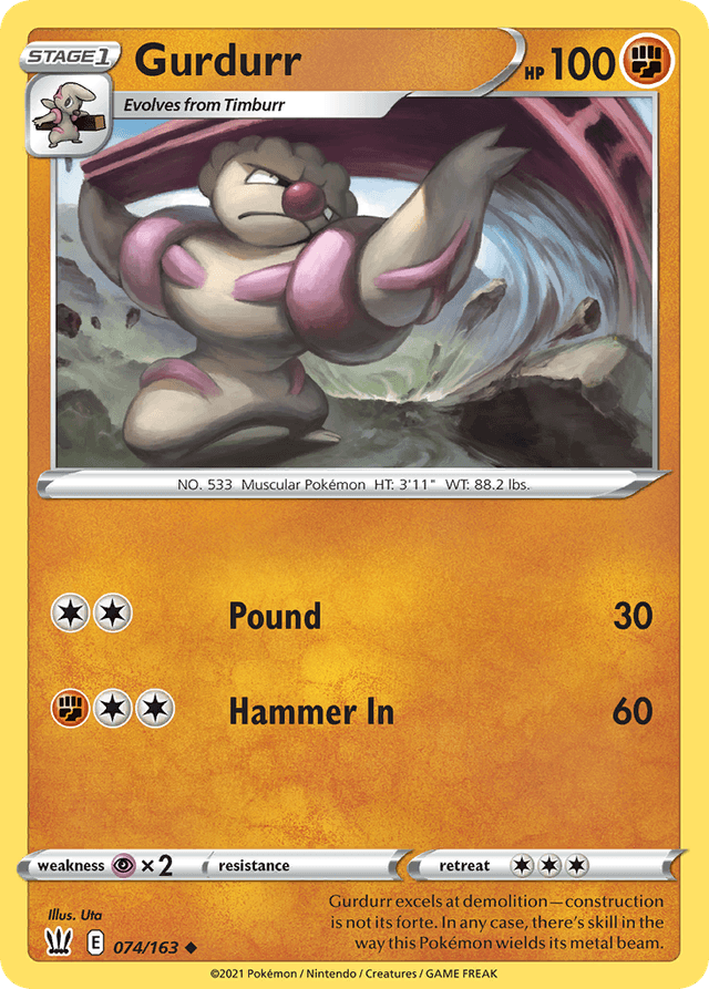 Carta Gurdurr 74/163 do set Battle Styles — Pokémon TCG | Bynx