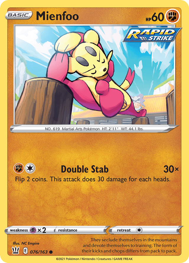 Carta Mienfoo 76/163 do set Battle Styles — Pokémon TCG | Bynx