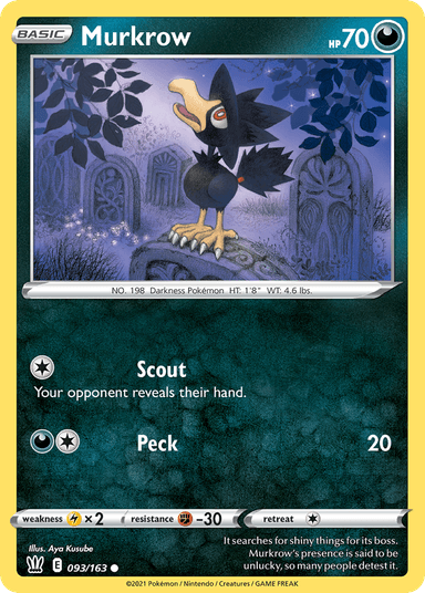 Carta Murkrow 93/163 do set Battle Styles — Pokémon TCG | Bynx