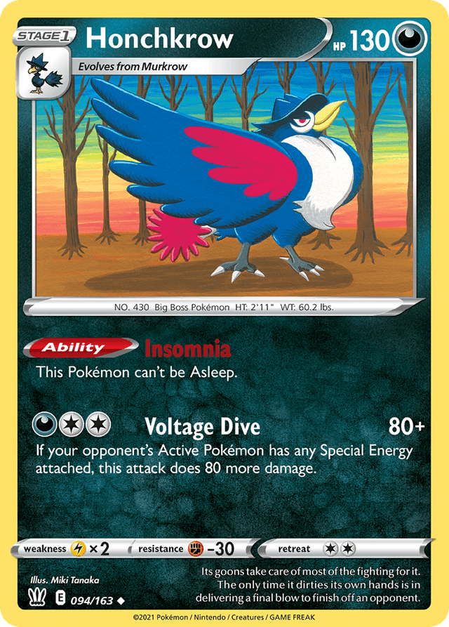 Carta Honchkrow 94/163 do set Battle Styles — Pokémon TCG | Bynx