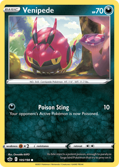 Carta Venipede 105/198 do set Chilling Reign — Pokémon TCG | Bynx