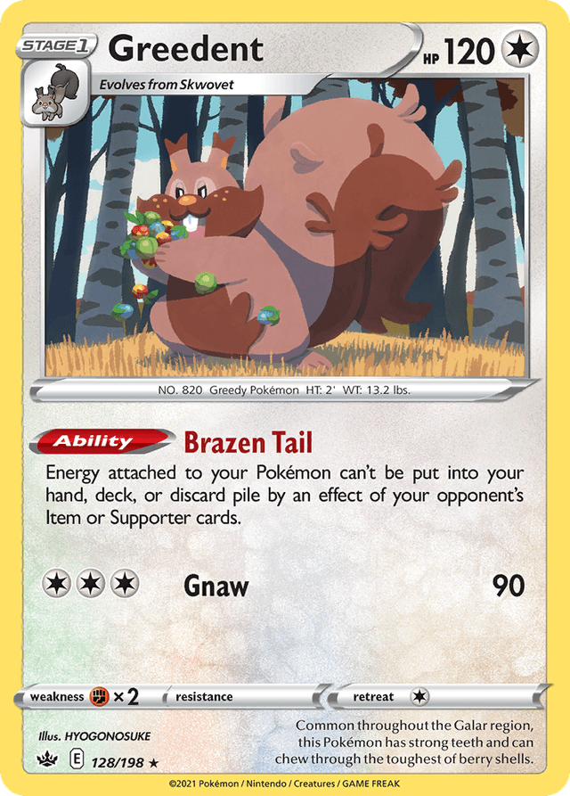 Carta Greedent 128/198 do set Chilling Reign — Pokémon TCG | Bynx