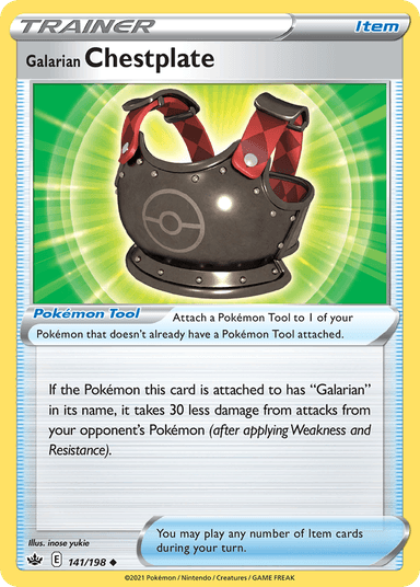 Carta Galarian Chestplate 141/198 do set Chilling Reign — Pokémon TCG | Bynx