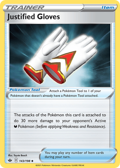 Carta Justified Gloves 143/198 do set Chilling Reign — Pokémon TCG | Bynx