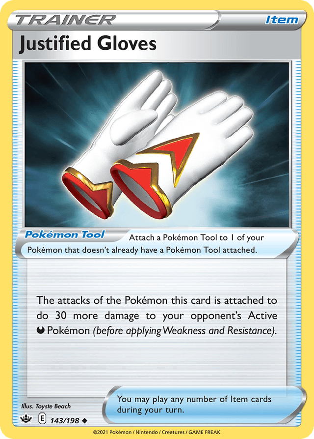 Carta Justified Gloves 143/198 do set Chilling Reign — Pokémon TCG | Bynx