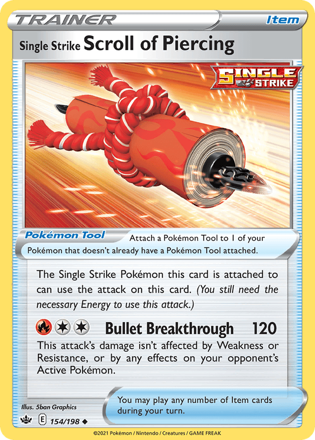 Carta Single Strike Scroll of Piercing 154/198 do set Chilling Reign — Pokémon TCG | Bynx