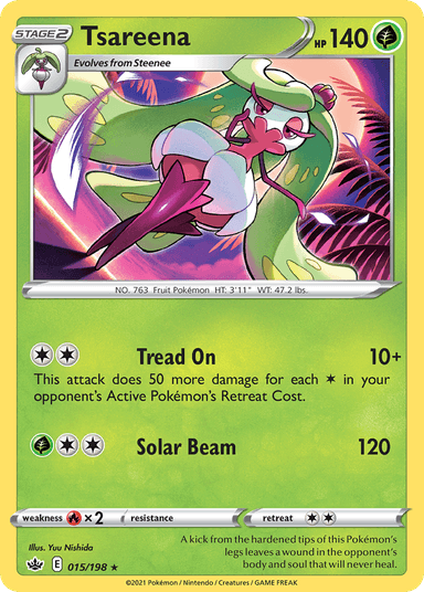 Carta Tsareena 15/198 do set Chilling Reign — Pokémon TCG | Bynx