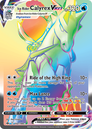 Carta Ice Rider Calyrex VMAX 202/198 do set Chilling Reign — Pokémon TCG | Bynx