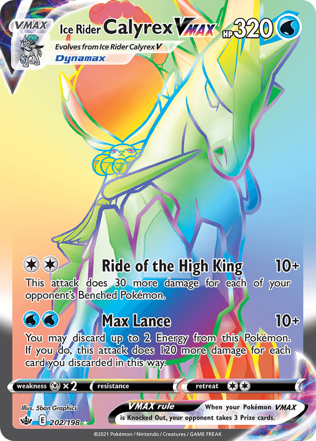 Carta Ice Rider Calyrex VMAX 202/198 do set Chilling Reign — Pokémon TCG | Bynx