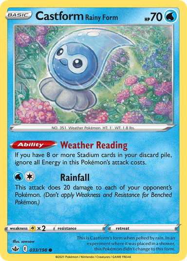 Carta Castform Rainy Form 33/198 do set Chilling Reign — Pokémon TCG | Bynx