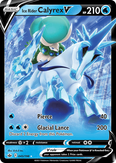 Carta Ice Rider Calyrex V 45/198 do set Chilling Reign — Pokémon TCG | Bynx