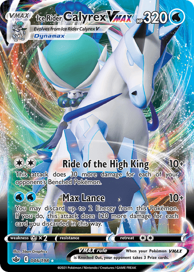 Carta Ice Rider Calyrex VMAX 46/198 do set Chilling Reign — Pokémon TCG | Bynx