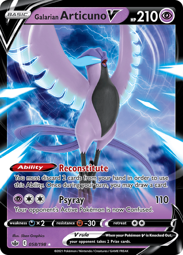 Carta Galarian Articuno V 58/198 do set Chilling Reign — Pokémon TCG | Bynx