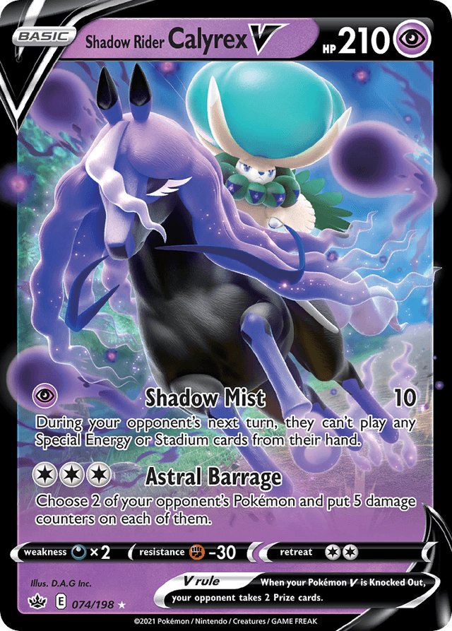 Carta Shadow Rider Calyrex V 74/198 do set Chilling Reign — Pokémon TCG | Bynx