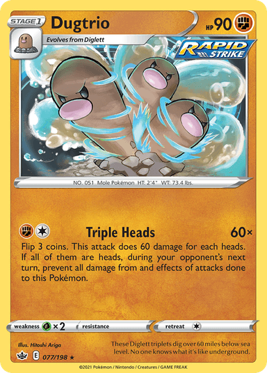 Carta Dugtrio 77/198 do set Chilling Reign — Pokémon TCG | Bynx