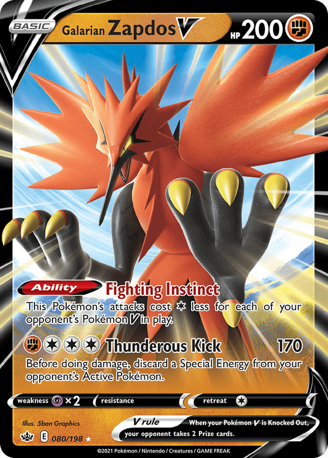 Carta Galarian Zapdos V 80/198 do set Chilling Reign — Pokémon TCG | Bynx