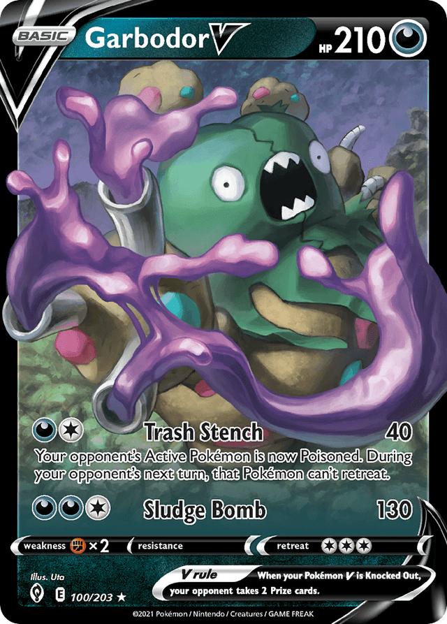 Carta Garbodor V 100/203 do set Evolving Skies — Pokémon TCG | Bynx