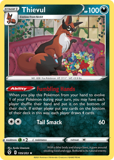 Carta Thievul 105/203 do set Evolving Skies — Pokémon TCG | Bynx