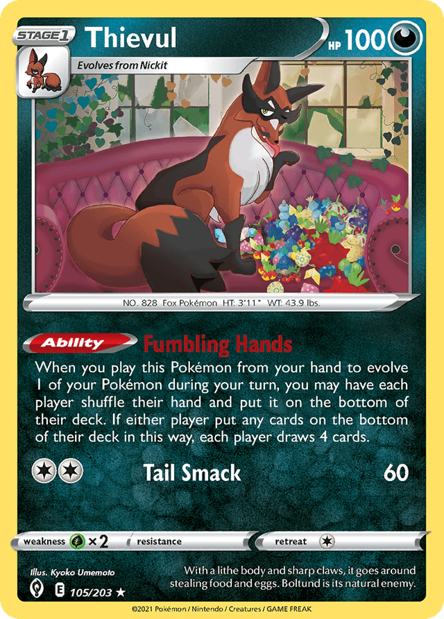 Carta Thievul 105/203 do set Evolving Skies — Pokémon TCG | Bynx