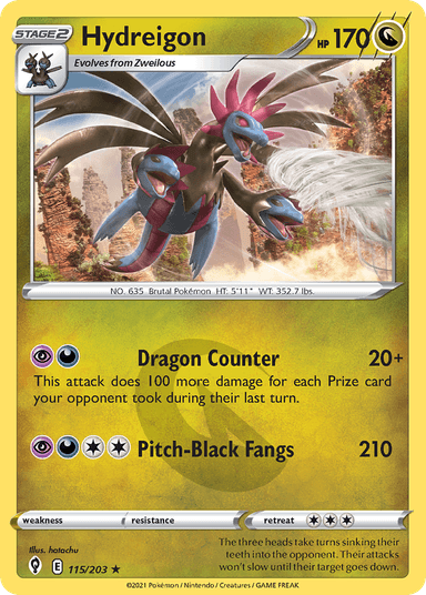 Carta Hydreigon 115/203 do set Evolving Skies — Pokémon TCG | Bynx