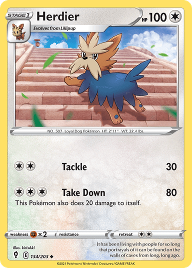 Carta Herdier 134/203 do set Evolving Skies — Pokémon TCG | Bynx