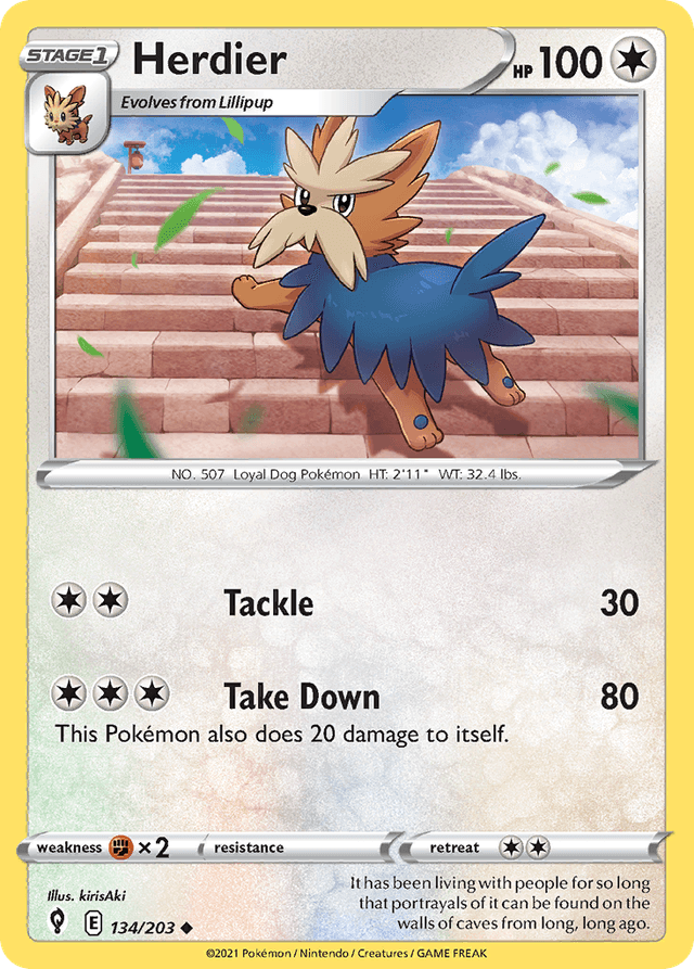 Carta Herdier 134/203 do set Evolving Skies — Pokémon TCG | Bynx