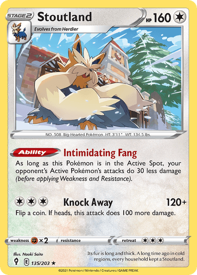 Carta Stoutland 135/203 do set Evolving Skies — Pokémon TCG | Bynx