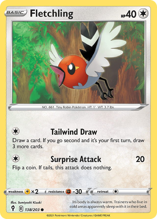 Carta Fletchling 138/203 do set Evolving Skies — Pokémon TCG | Bynx