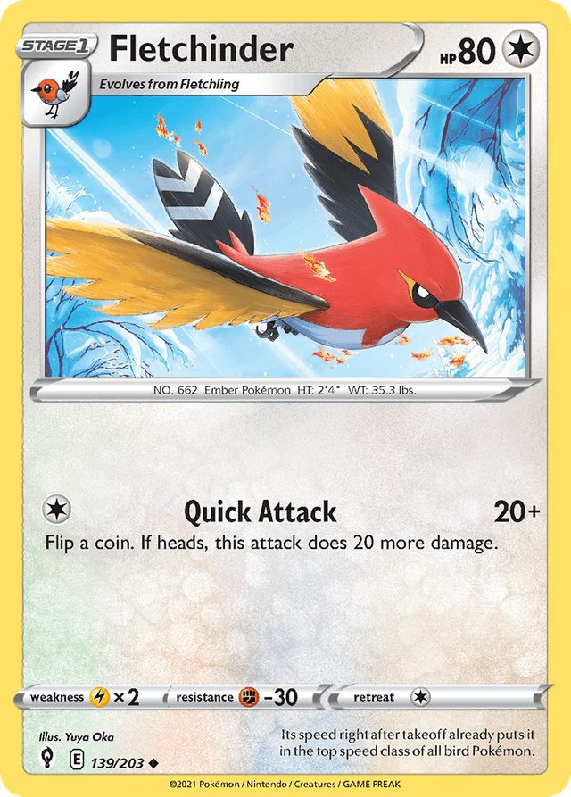 Carta Fletchinder 139/203 do set Evolving Skies — Pokémon TCG | Bynx