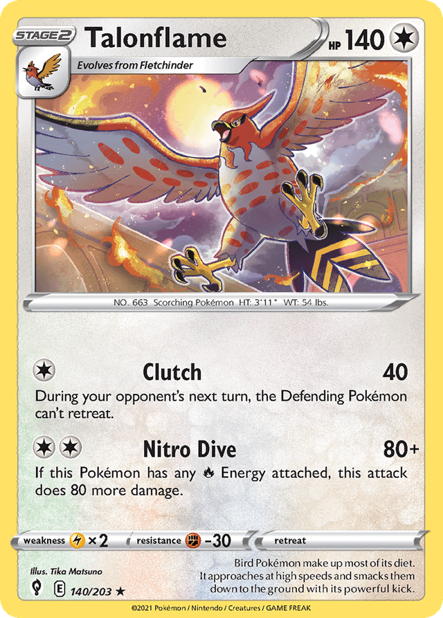 Carta Talonflame 140/203 do set Evolving Skies — Pokémon TCG | Bynx
