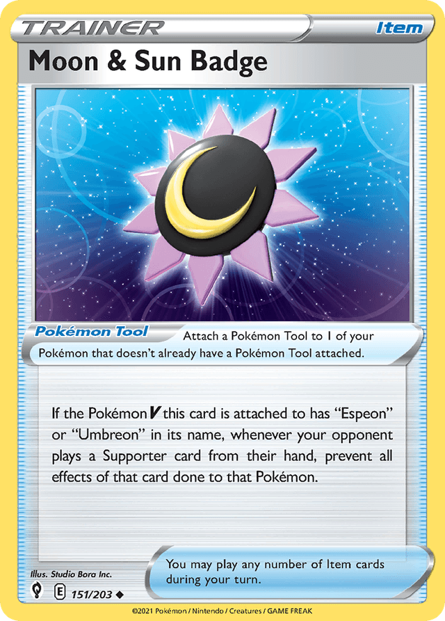 Carta Moon & Sun Badge 151/203 do set Evolving Skies — Pokémon TCG | Bynx