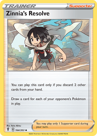 Carta Zinnia's Resolve 164/203 do set Evolving Skies — Pokémon TCG | Bynx