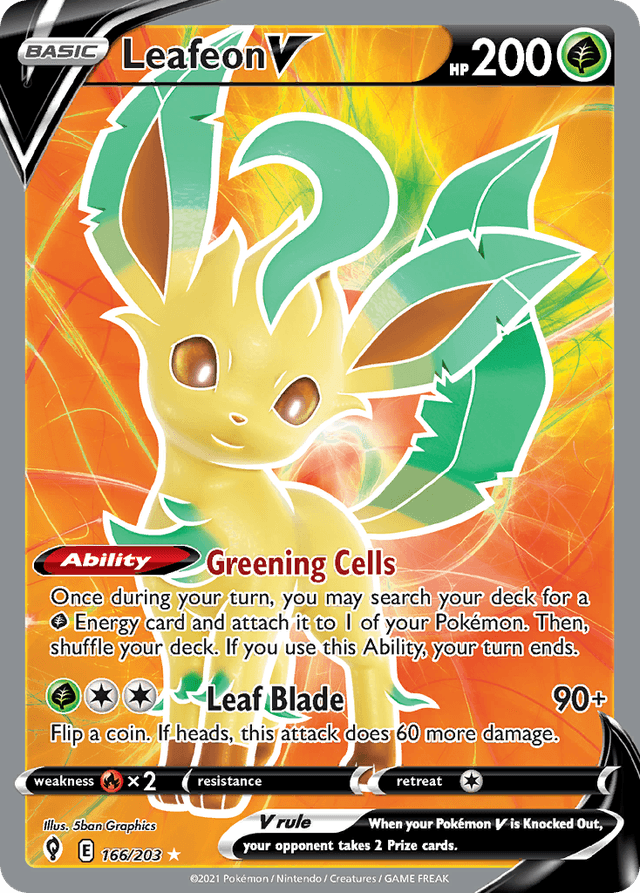 Carta Leafeon V 166/203 do set Evolving Skies — Pokémon TCG | Bynx