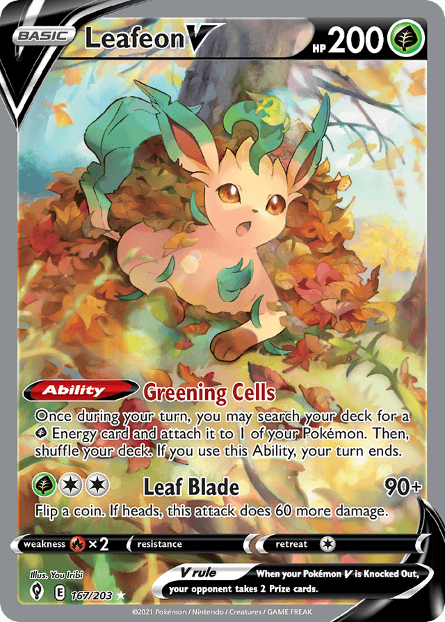 Carta Leafeon V 167/203 do set Evolving Skies — Pokémon TCG | Bynx