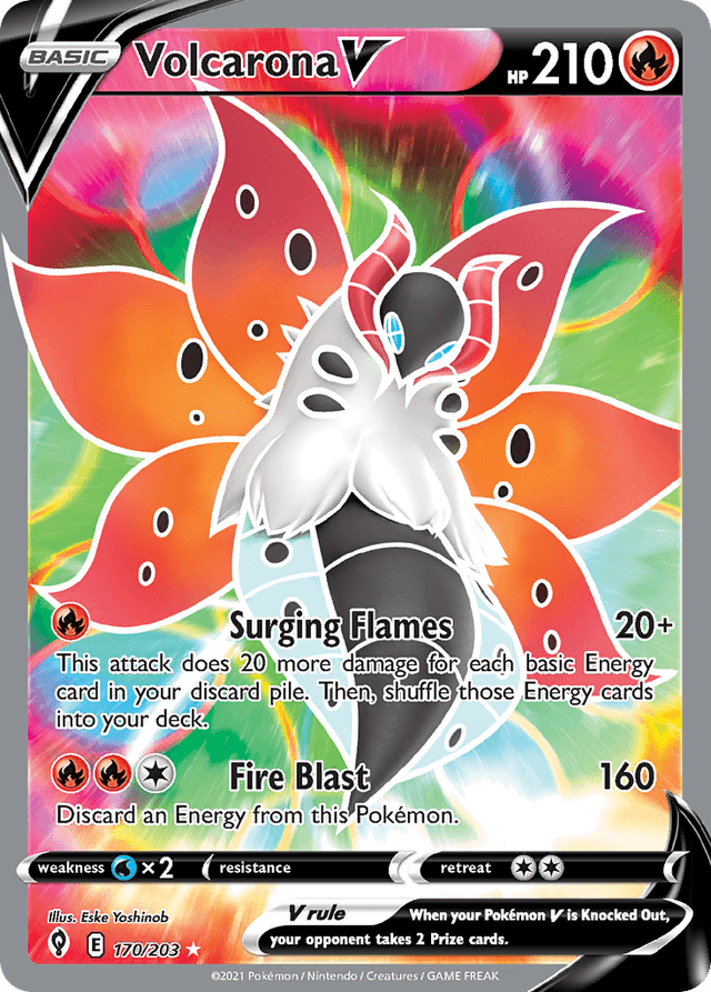 Carta Volcarona V 170/203 do set Evolving Skies — Pokémon TCG | Bynx