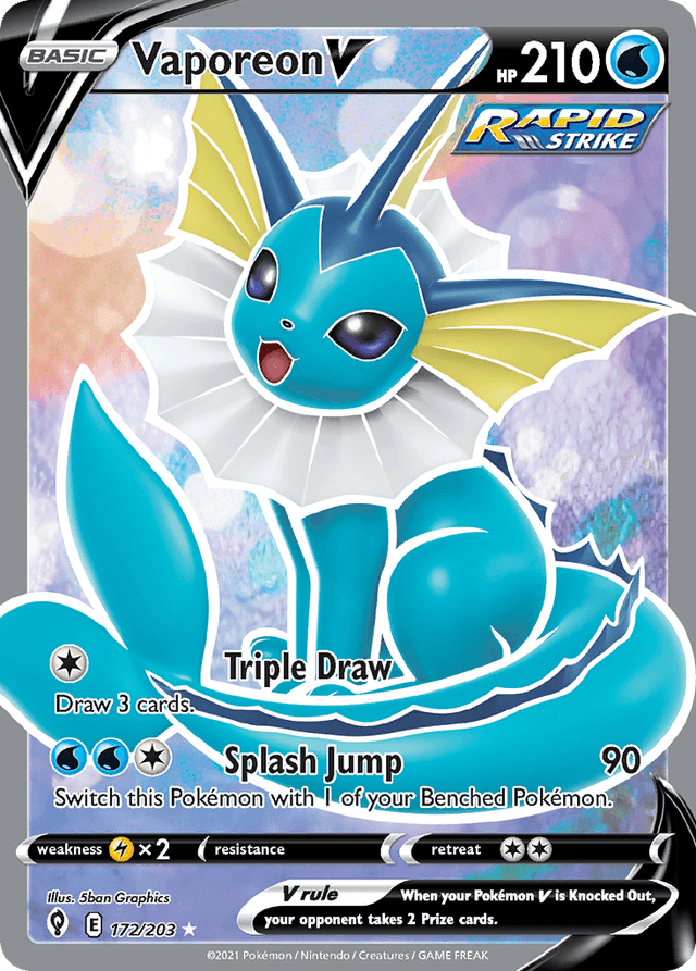 Carta Vaporeon V 172/203 do set Evolving Skies — Pokémon TCG | Bynx