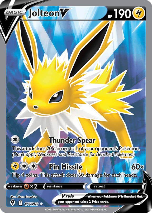Carta Jolteon V 177/203 do set Evolving Skies — Pokémon TCG | Bynx