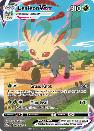 Carta Leafeon VMAX 205/203 do set Evolving Skies — Pokémon TCG | Bynx