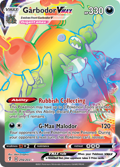 Carta Garbodor VMAX 216/203 do set Evolving Skies — Pokémon TCG | Bynx