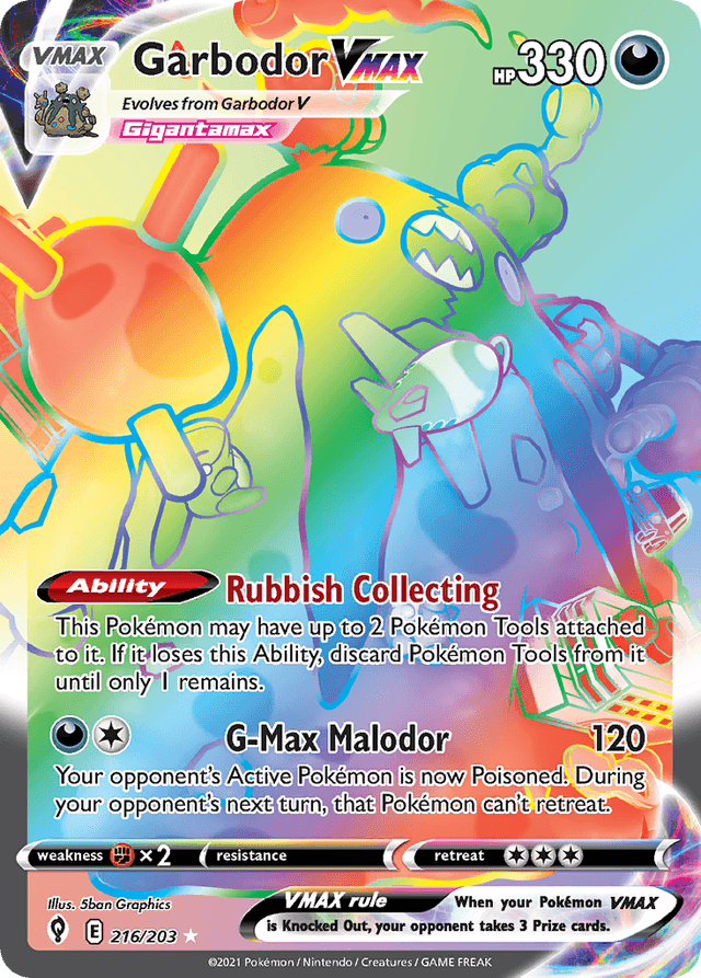 Carta Garbodor VMAX 216/203 do set Evolving Skies — Pokémon TCG | Bynx