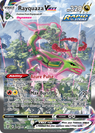 Carta Rayquaza VMAX 218/203 do set Evolving Skies — Pokémon TCG | Bynx