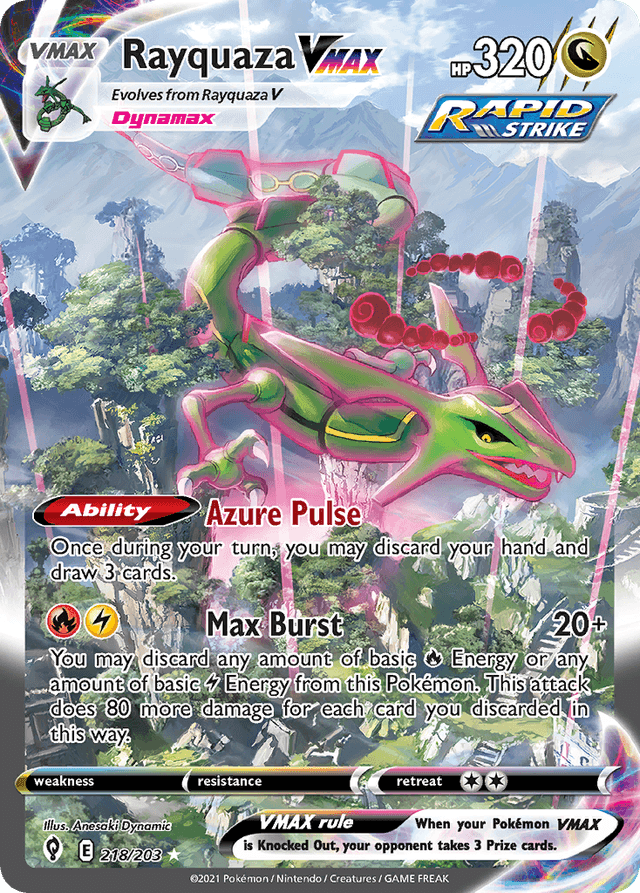 Carta Rayquaza VMAX 218/203 do set Evolving Skies — Pokémon TCG | Bynx