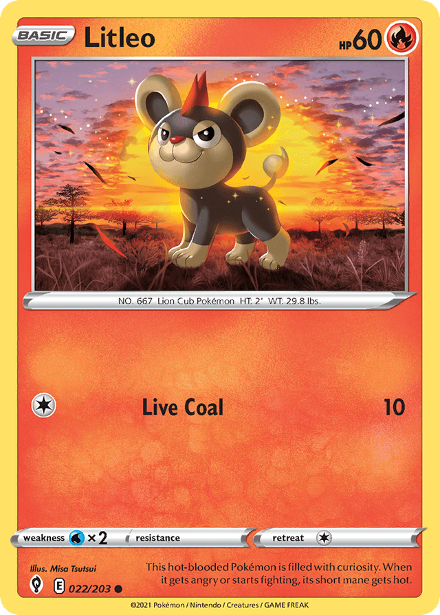 Carta Litleo 22/203 do set Evolving Skies — Pokémon TCG | Bynx