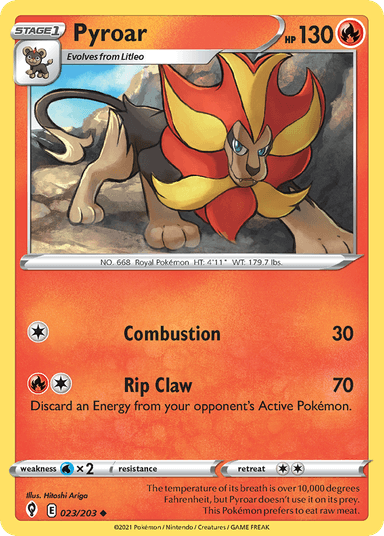 Carta Pyroar 23/203 do set Evolving Skies — Pokémon TCG | Bynx