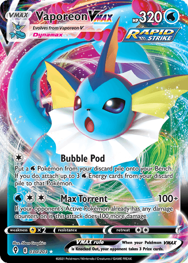Carta Vaporeon VMAX 30/203 do set Evolving Skies — Pokémon TCG | Bynx