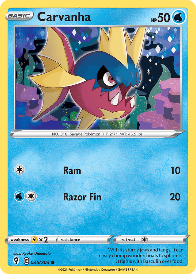 Carta Carvanha 35/203 do set Evolving Skies — Pokémon TCG | Bynx