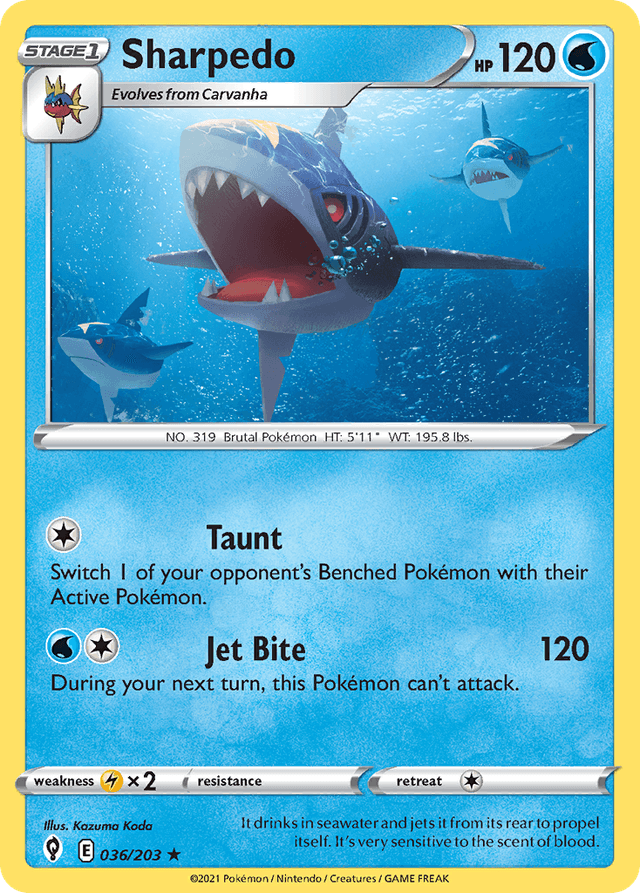 Carta Sharpedo 36/203 do set Evolving Skies — Pokémon TCG | Bynx