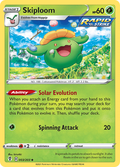 Carta Skiploom 3/203 do set Evolving Skies — Pokémon TCG | Bynx